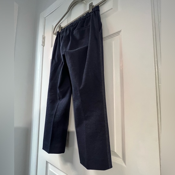 Theory Navy Treeca Admiral Crepe Pull On Pants Pockets Elastic Waistband Size 2 - Picture 3 of 6